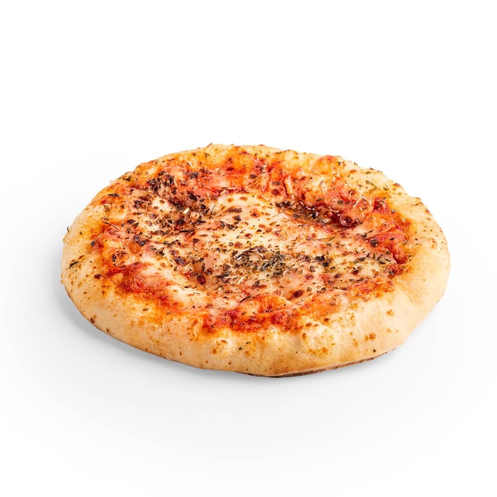 Pizzetta margherita con pomodoro e mozzarella su impasto soffice