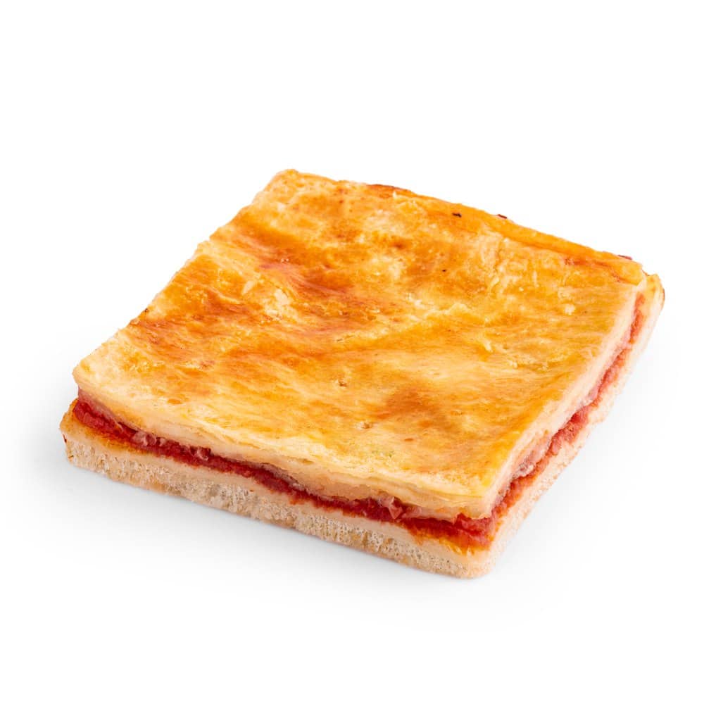 Pizzetta parigina a strati con prosciutto e provola