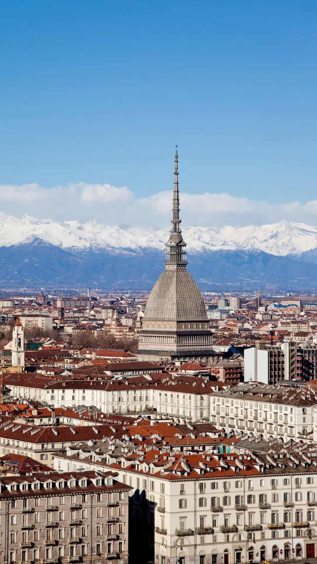 Caffè Napoli a Torino — Mole Antonelliana e le Alpi